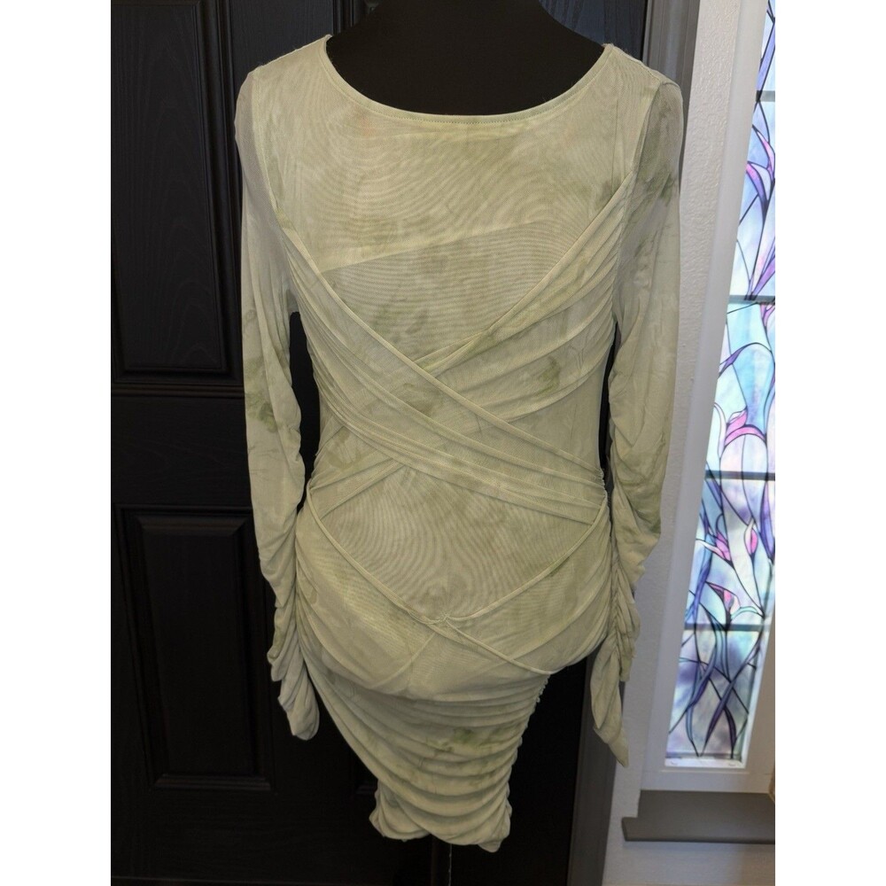 Woman's Free People Katana Green Leaf Print Bodycon Mini Dress Size Small
